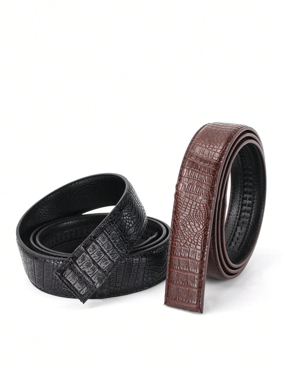 1pc Men's Genuine Leather Belt, Crocodile Pattern, Buckle-Less, Versatile Business Accessory