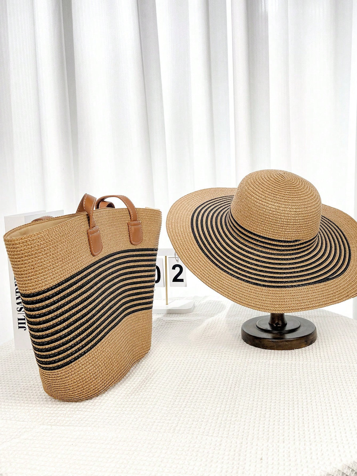 Women Summer Bohemian Style Wide Brim Straw Hat Beach Hat Straw Bag Seaside Holiday Sun Hat Mobile Phone Bag Suitable For Outdoor Leisure Travel