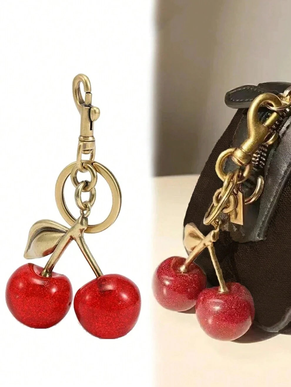 Cherry Pendant, 1Pc New Arrival Big Cherry Shaped Crystal Pendant, Keychain Pendant Backpack Accessaries