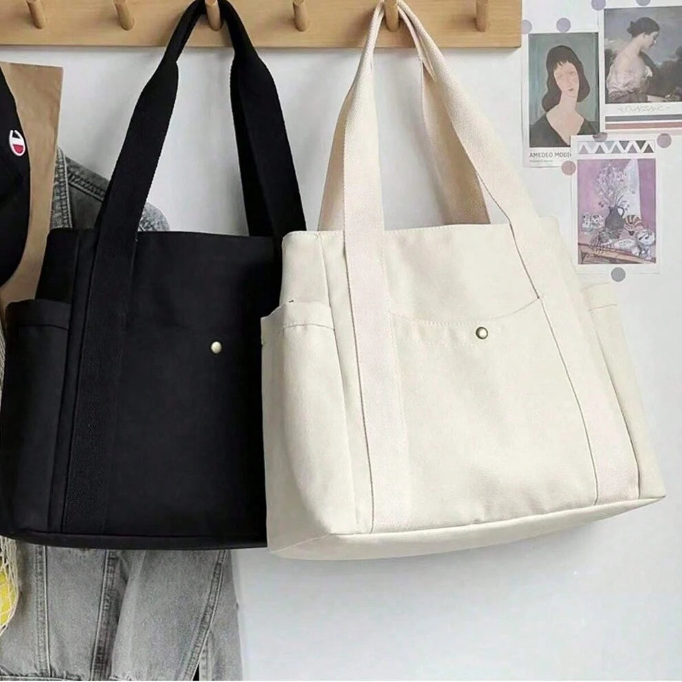 Large Capacity Canvas Tote Bag For Work, Commuting, School - Versatile Shoulder Bag