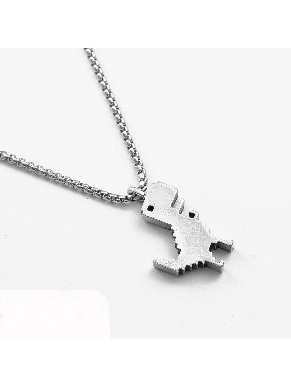 1pc Fashionable Dinosaur Pendant Necklace, Suitable For Men. It Has A Streetwear Hip-Hop Style, An Ideal Jewelry Gift Choice