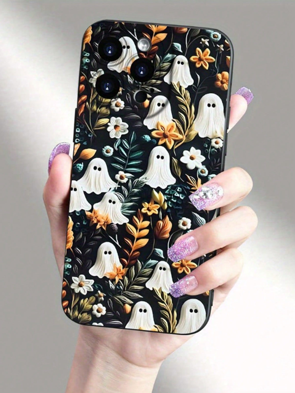 Holiday Halloween Ghost Printed Shockproof Thickened Phone Case Compatible With IPhone 15, 15 ProMax, 13, 14, 14 ProMax, 12 ProMax, 11, 12, XS, XR, 7/8, 7/8 Plus, Samsung Galaxy A13, A22, A21S, A514G,