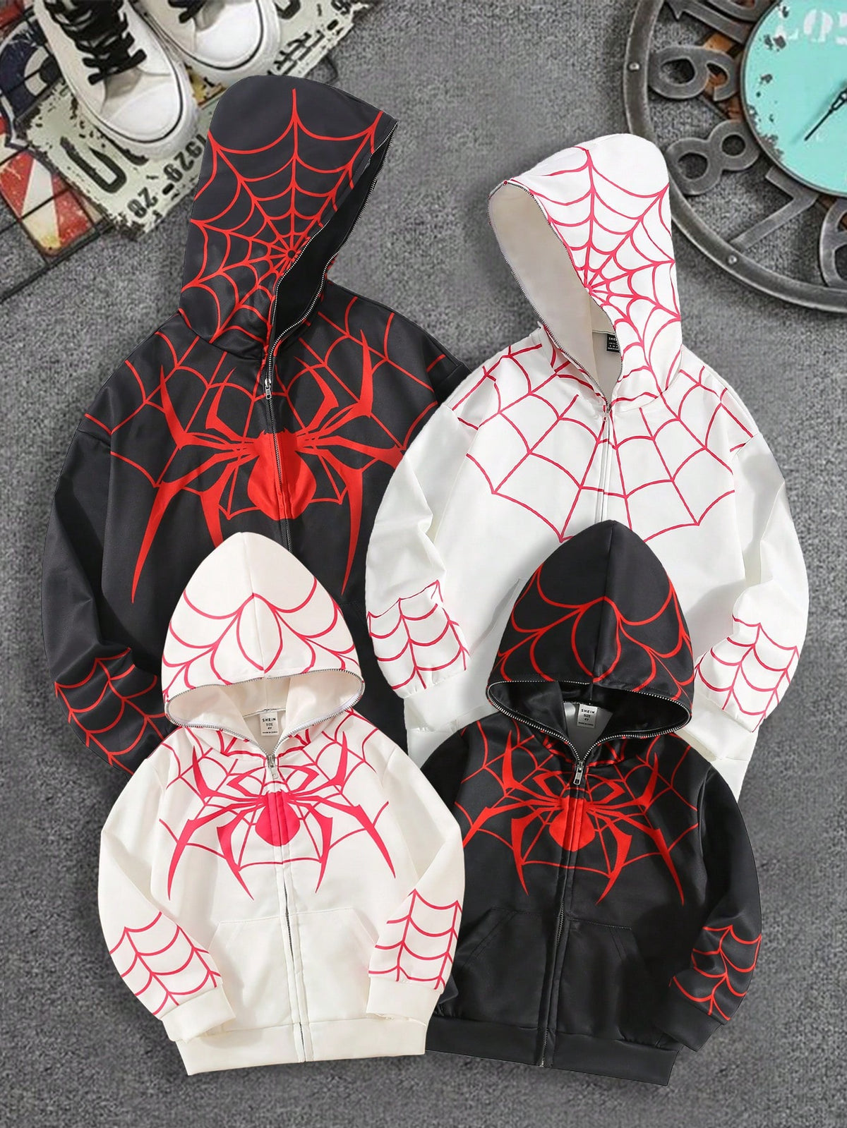 1pc Men's Fashion Trendy Casual Spider Digital Print Hoodie Jacket, Halloween Outfit