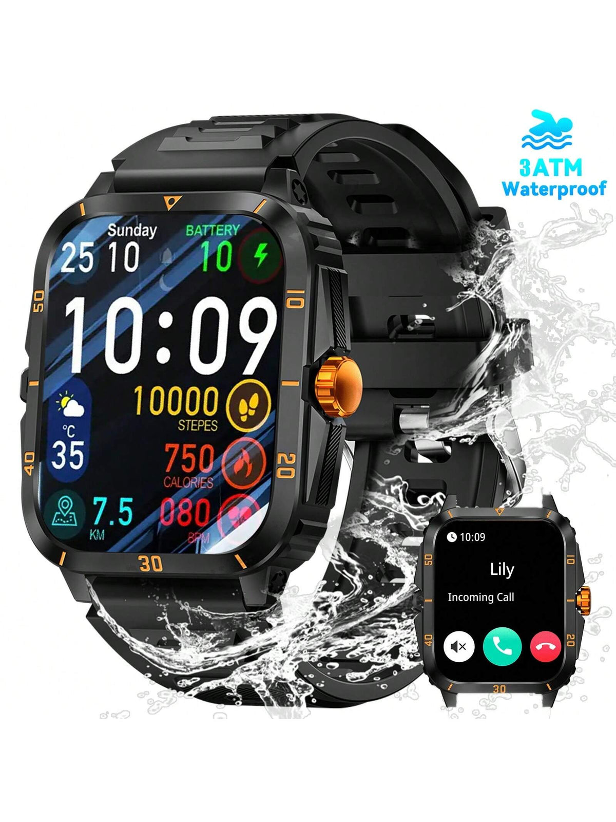 Smart Watch, Wireless Calling /Dial, Multi -Sport Mode, Calling Reminder And Rejection, SMS Reminder, Custom Wallpaper,Compatible With Iphone/Andriod