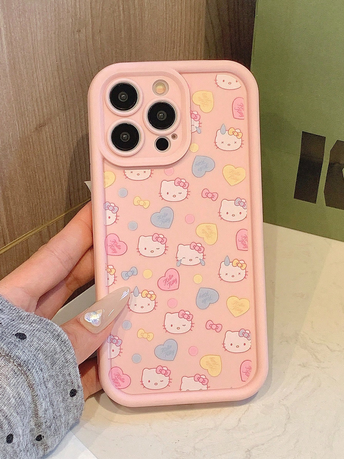 Miniso HelloKitty Cake Bamboo Fiber Anti-Drop Phone Protective Case Compatible With Iphone