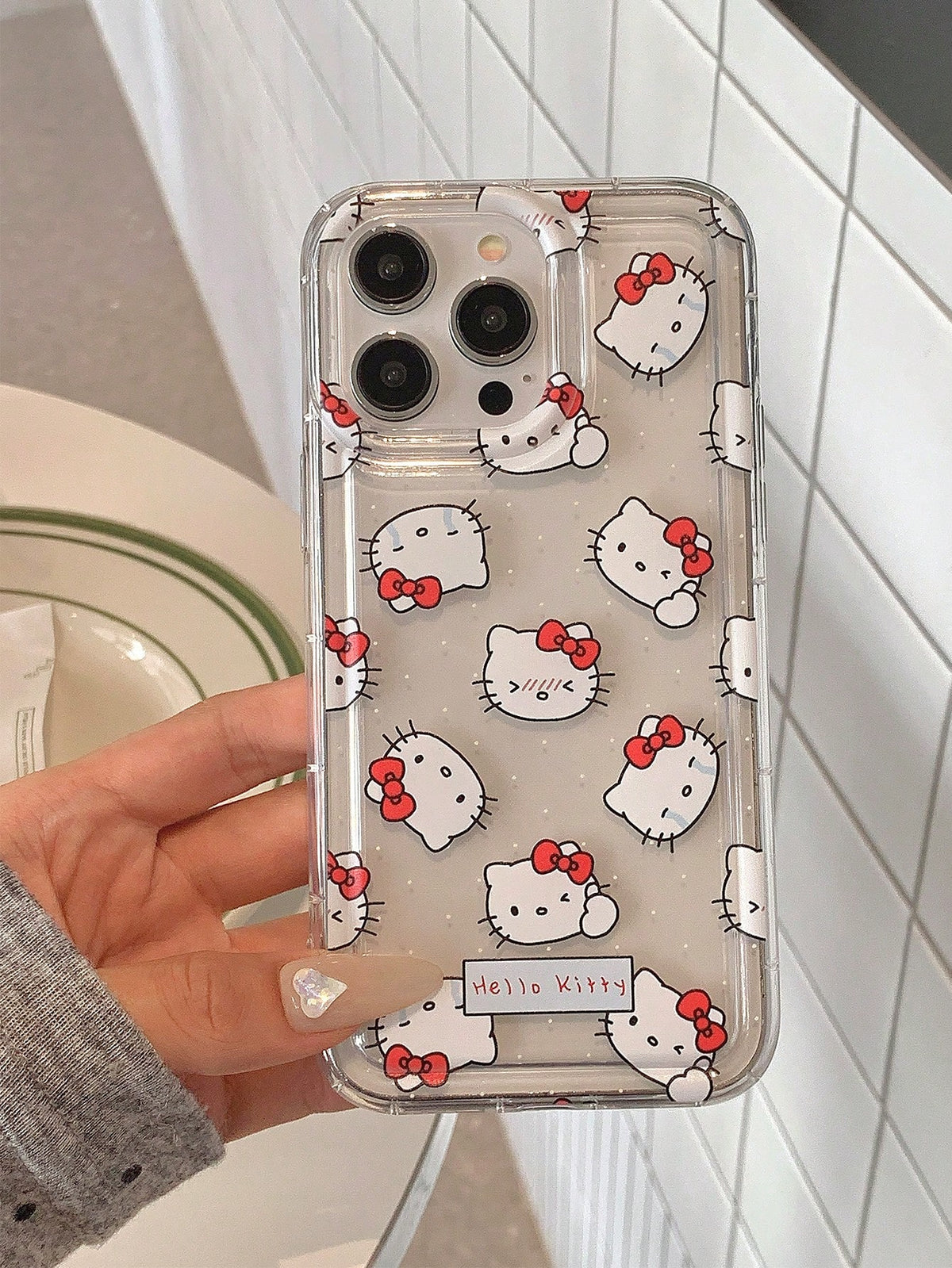 Miniso HelloKitty KT Cat Transparent Air Cushion Case Trendy Anti-Drop Phone Protective Cover Compatible With Iphone