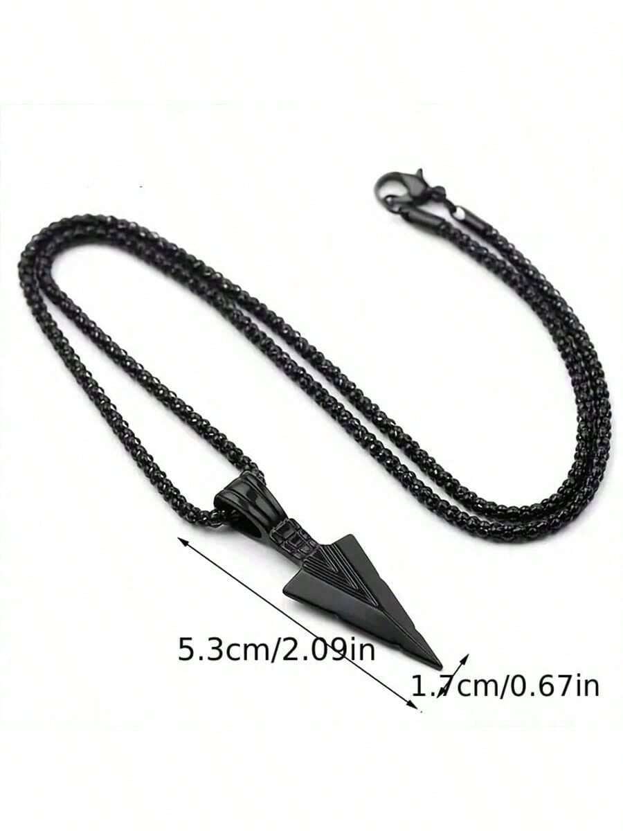 1pc Triangle Arrow Pendant Fashionable Men's Necklace, Punk Style Jewelry For Boyfriend Birthday Gift