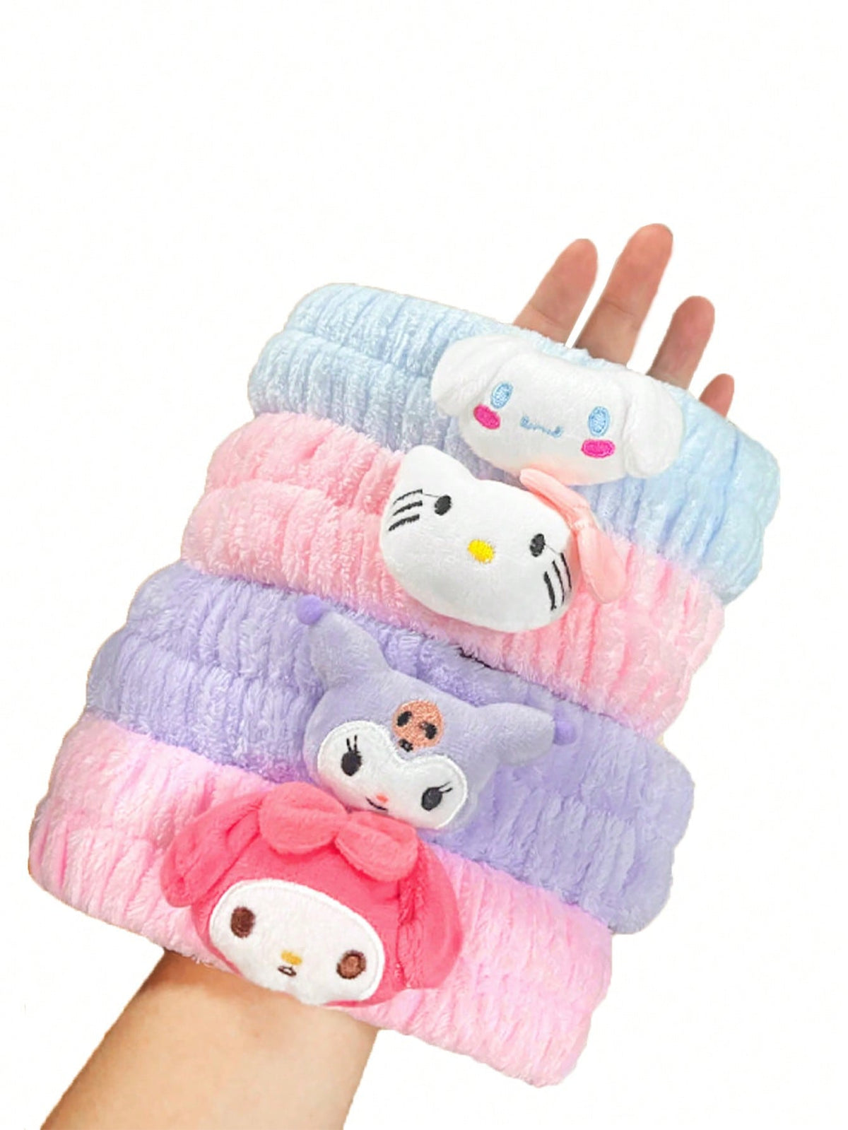 1PC Hello Kitty Headband Cute Soft My Melody Kuromi Cinnamoroll Headband For Face Wash Spa Makeup Kitty Cat Hairband Kawaii Sweet Non Slip Elastic Hair Accessories (Some Parts May Be Random)