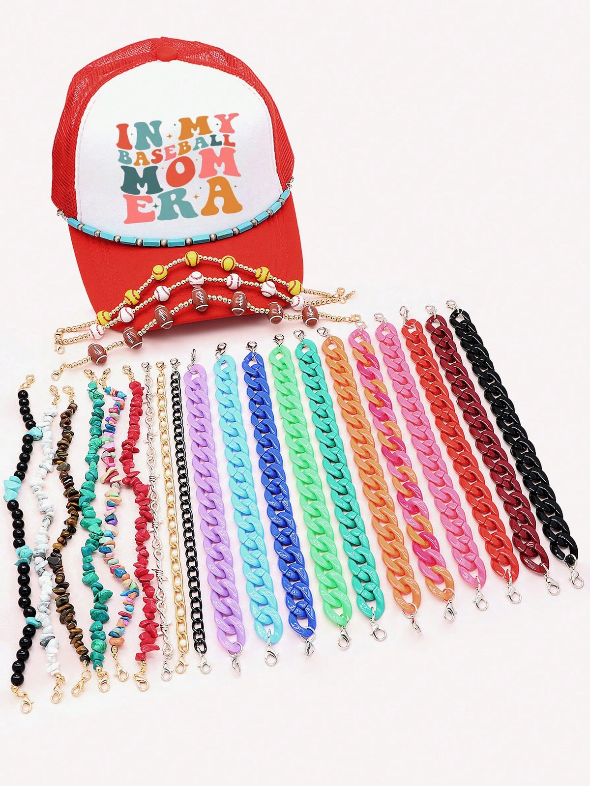 Tucker Hat Chain Baseball Cap Decor Chain Stone Beaded Acrylic Linked Hat Chain