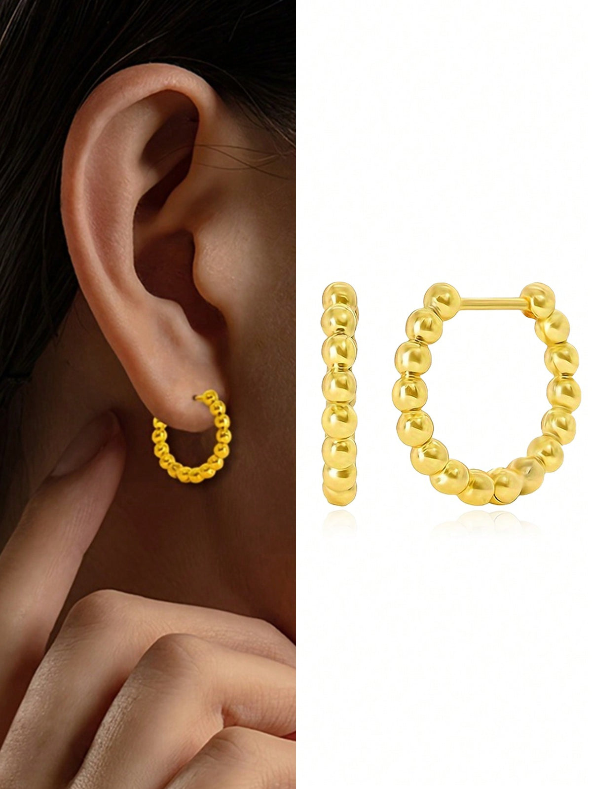 Women's Earrings Gold Earrings Hypoallergenic Earrings Minimalist Earrings Beaded Earrings Classic Earrings Stylish Sophisticated Minimalist Earrings Birthday Gift