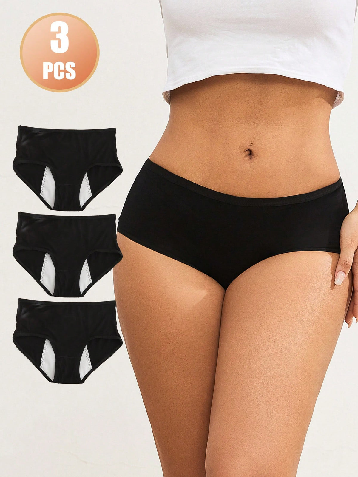 3pcs Women's  Comfortable & Breathable Leak Proof Physiological Lingerie  Panties