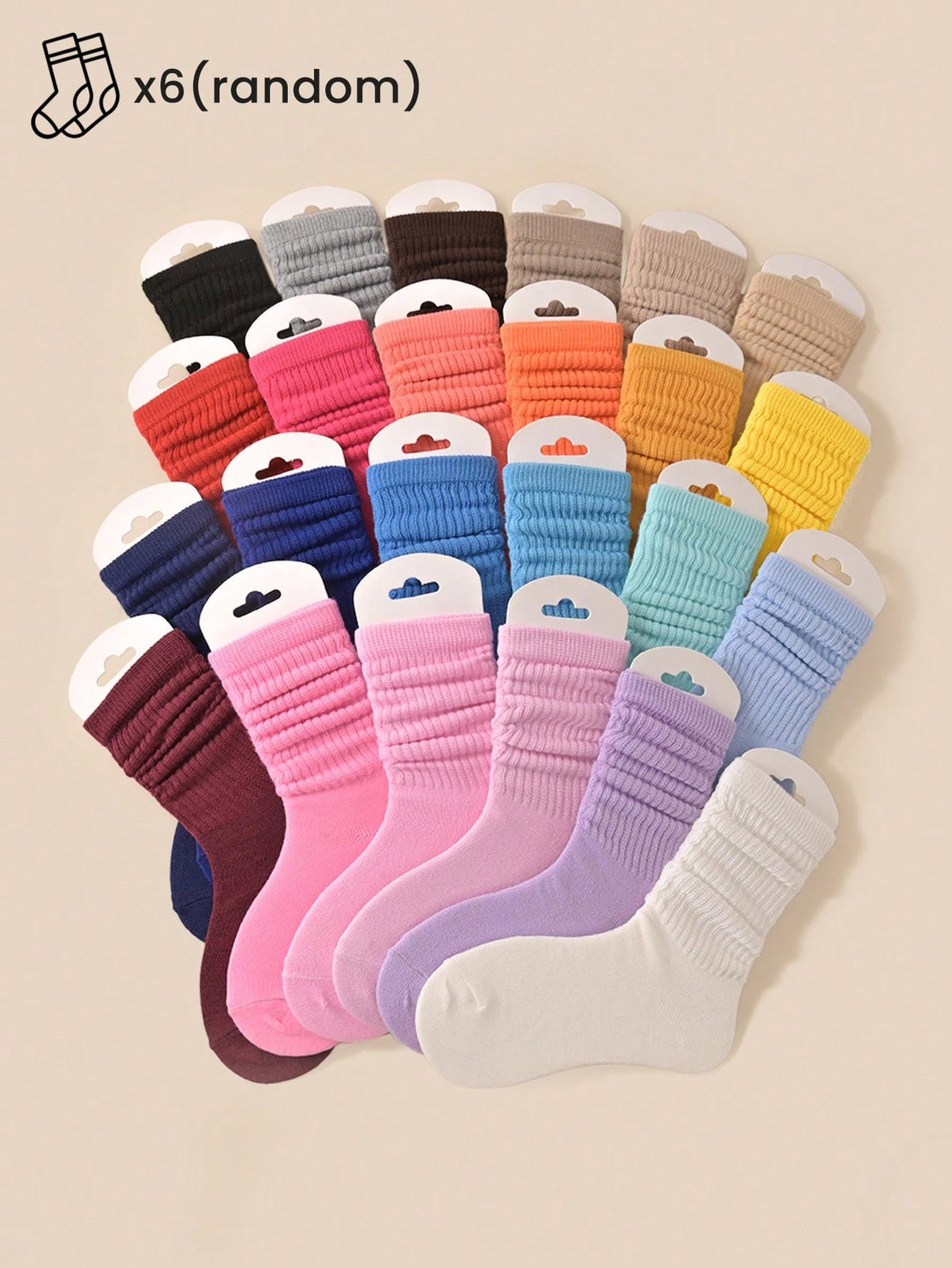 6pairs Women/Girls Solid Color Mid-Calf Socks/Candy Color Crew Socks, Soft, Comfortable, Breathable, Moisture-Wicking, Anti-Odor, Suitable For Travel, School And Daily Wear