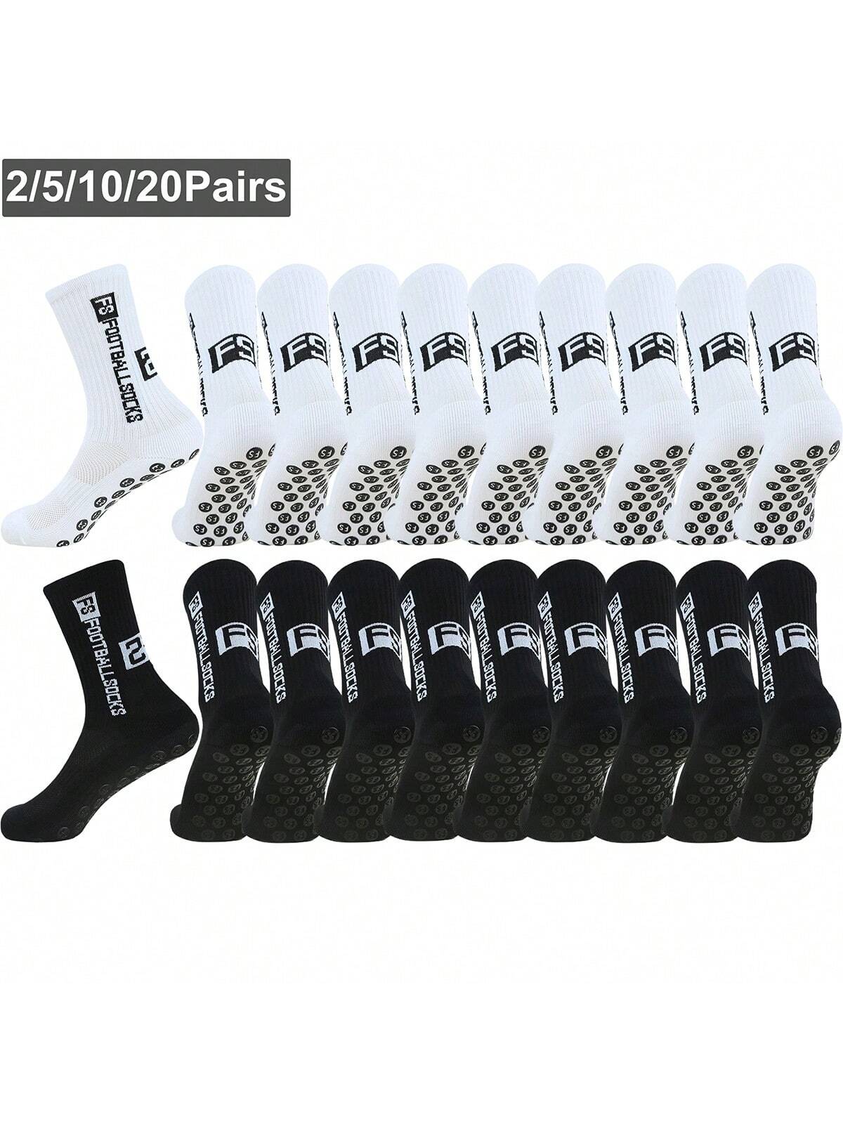 2/5/10/20 Pairs Men Women Cushion Crew Socks Sport Grip Socks Exercise Athletic Football Basketball Rugby Cycling Running