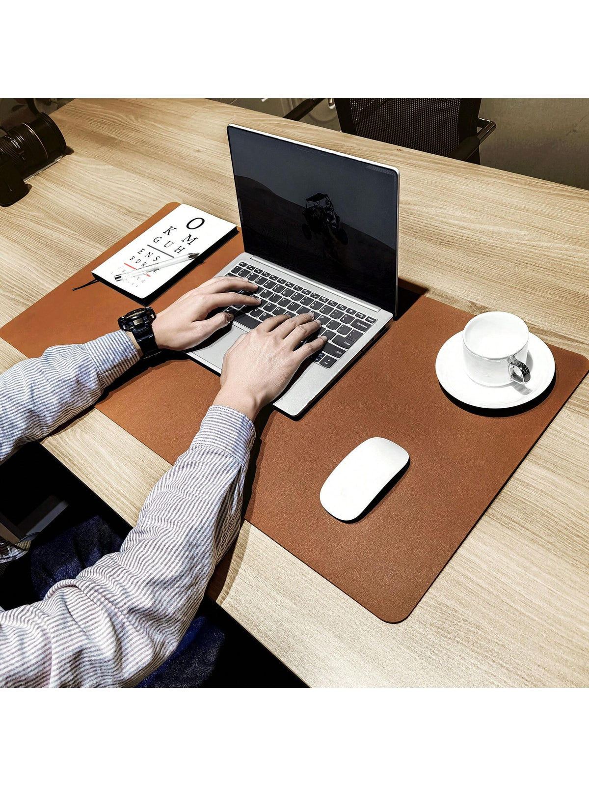 Leather Desk Pad Protector,Mouse Pad,Office Desk Mat, Waterproof Desk Writing Pad For Office And Home Brown(Pack Of 1)