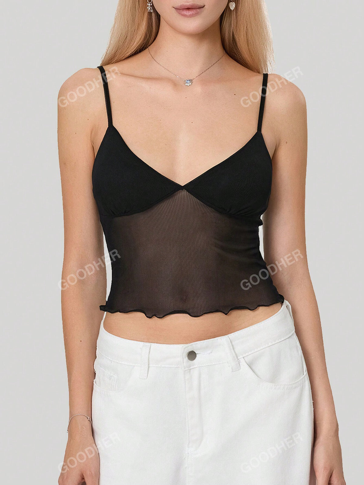 Women's Mesh Splice V-Neck Camisole Top