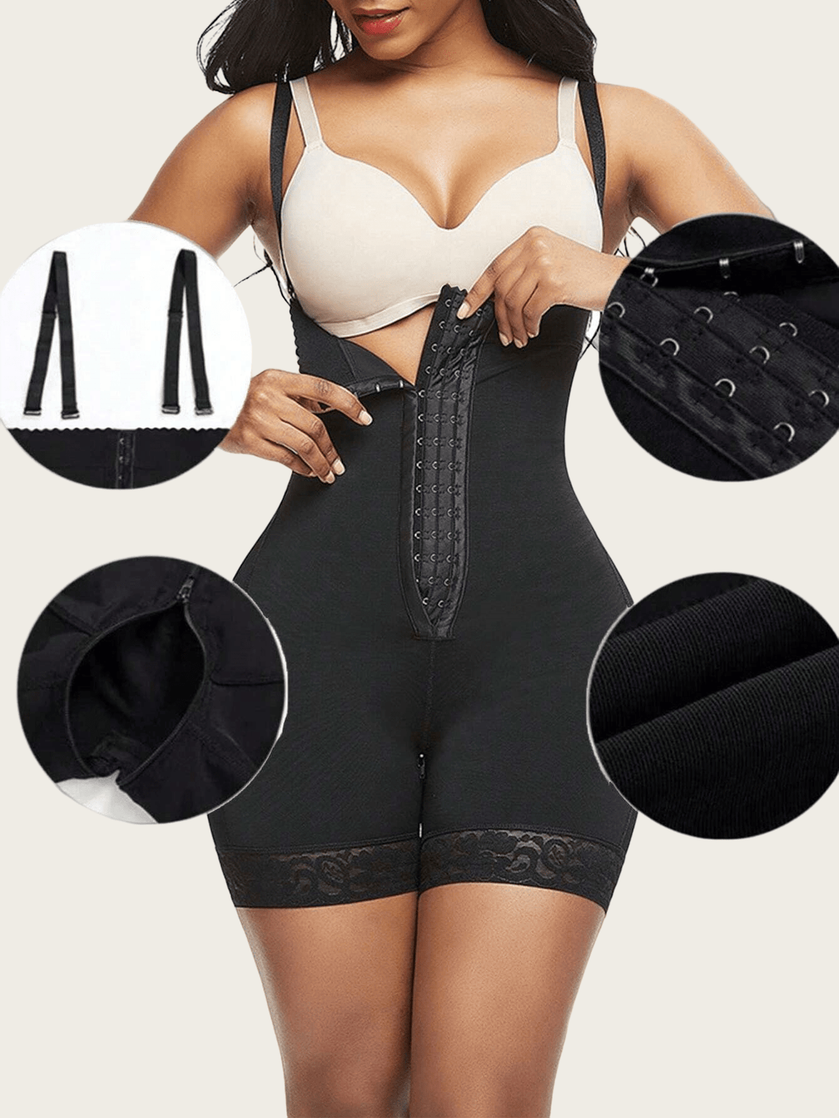 1pc Women's High Waist Shapewear Bottoms, Faja, Butt Lifting And Tummy Control Panty, Shapewear Short, With Zipper Closure And Hook-And-Eye, Suitable For Various Occasions, Sports, Women Shapewear Bot