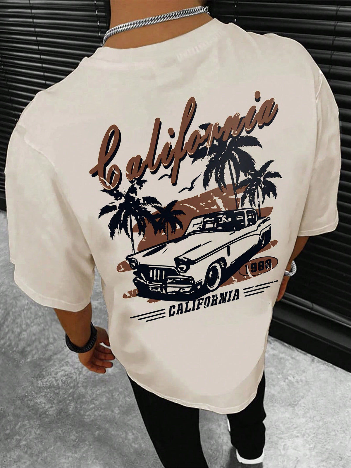 Men Car & Letter Graphic Tee