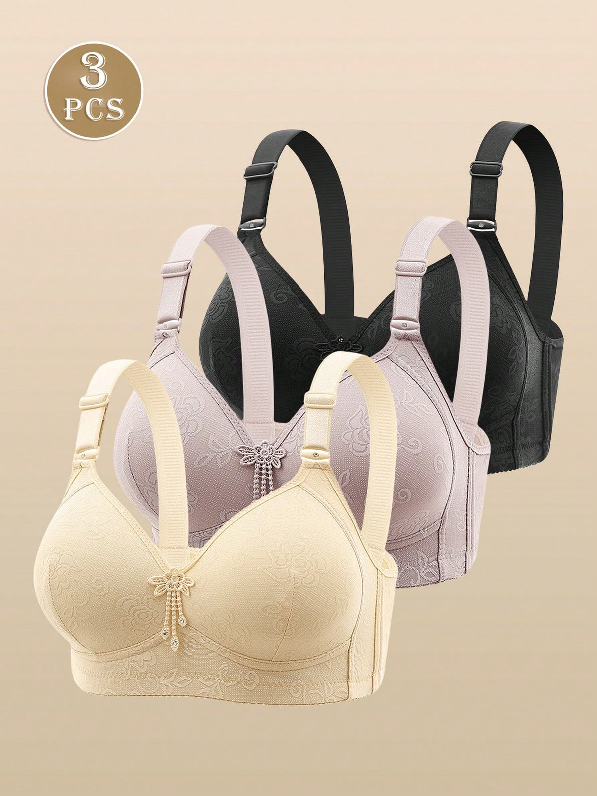 3pcs Wireless Lift Up Seamless Bras For Women