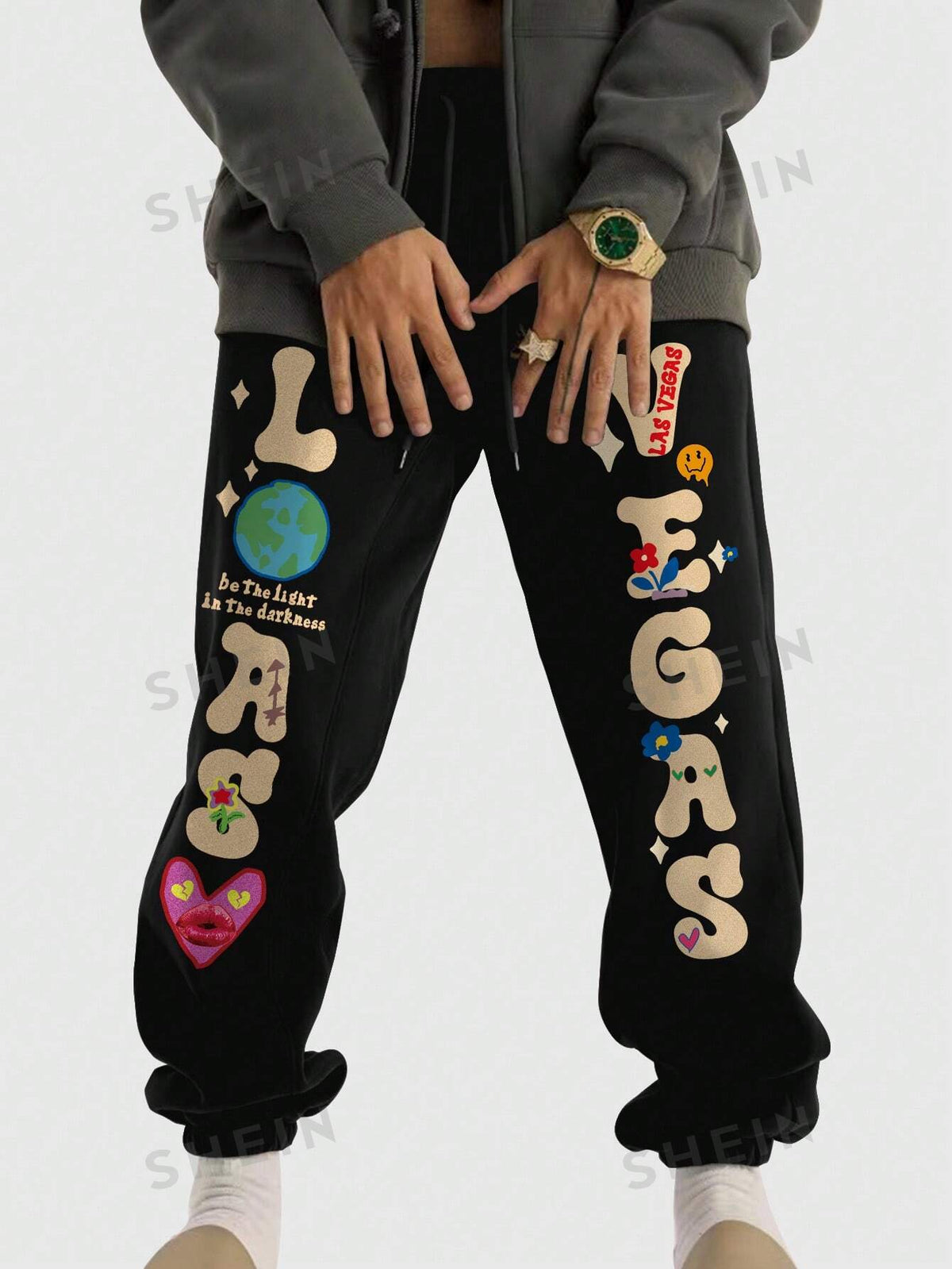 ROMWE Street Life Men's Slogan Printed Sweatpants Suitable For Daily Wear In Spring And Summer