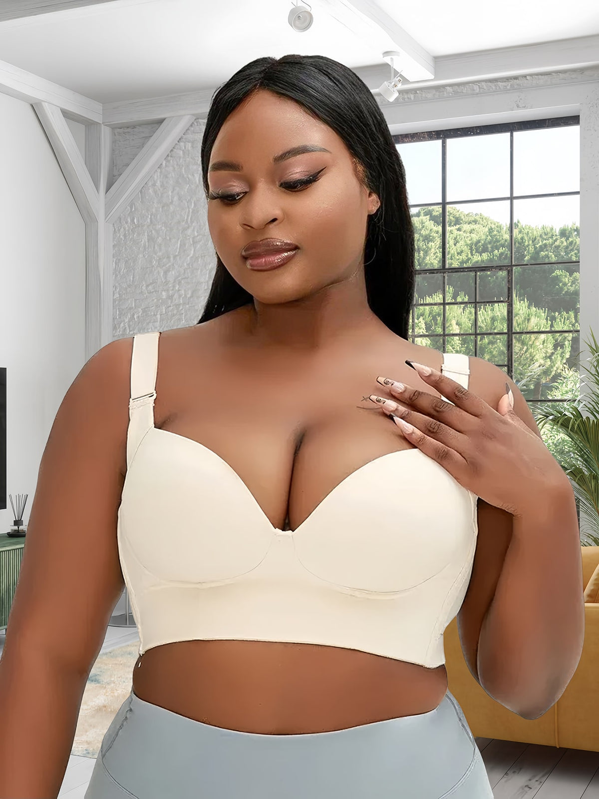 1pc Plus Size Women Sexy Seamless Padded Bra